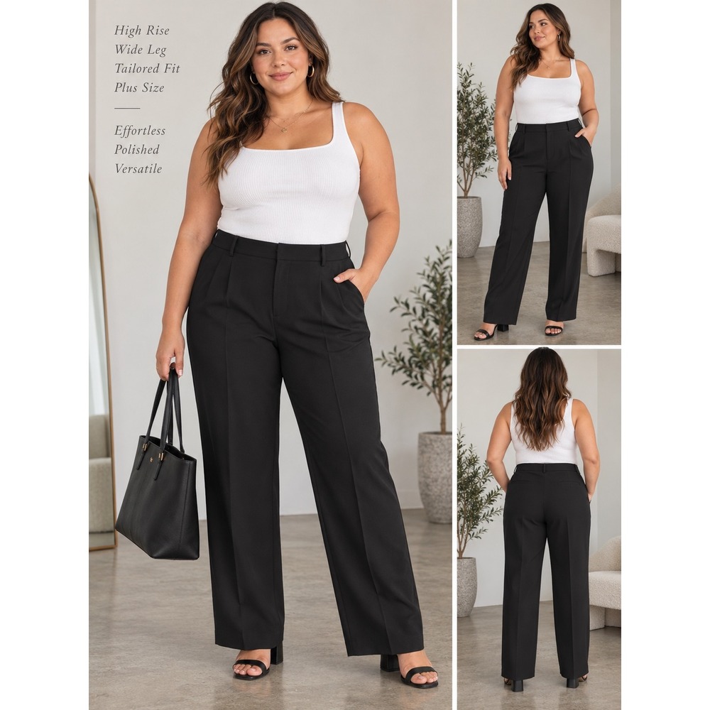 Old Navy Taylor Extra High-Rise Wide-Leg Trouser Black Plus Size 2X New
